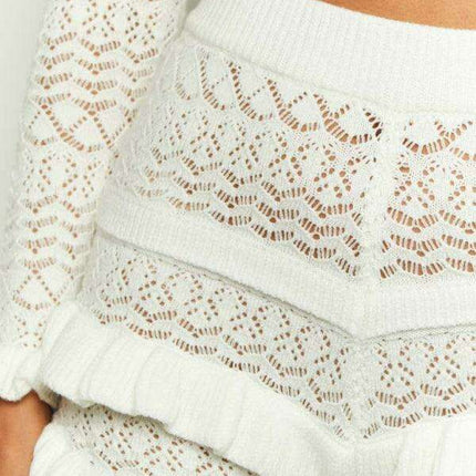 Trendy Knit Crop Top and Shorts Duo - Effortless Elegance for Any Occasion