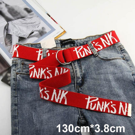 Trendy Unisex Harajuku Letter Printed Canvas Belt - Essential Accessory for Style Aficionados..