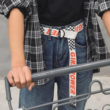 Trendy Unisex Harajuku Letter Printed Canvas Belt - Essential Accessory for Style Aficionados - Très Elite