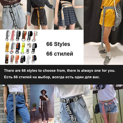 Trendy Unisex Harajuku Letter Printed Canvas Belt - Essential Accessory for Style Aficionados - Très Elite