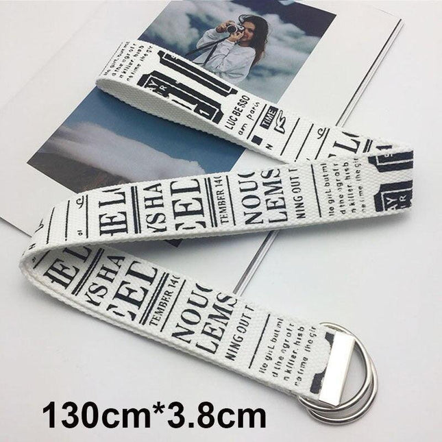 Trendy Unisex Harajuku Letter Printed Canvas Belt - Essential Accessory for Style Aficionados