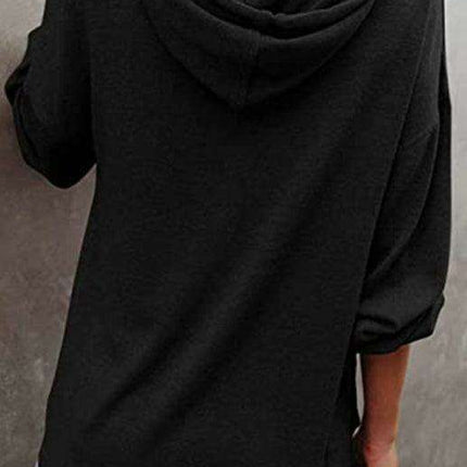 Trendy Women's Button-Up Lantern Sleeve Hoodie