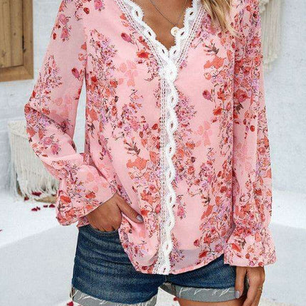 Trendy Women's Long-Sleeved V-Neck Printed Blouse - Must-Have for Fall-Winter Fashion