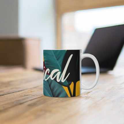 Tropical Paradise Floral Porcelain Coffee Mug - A Touch of Elegance for Beverage Aficionados - Très Elite