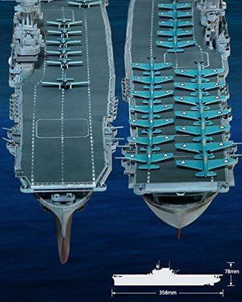 USS Enterprise CV-6 Midway Battle Aircraft Carrier Model Kit - 1/700 Scale with 24 WWII Planes - Très Elite
