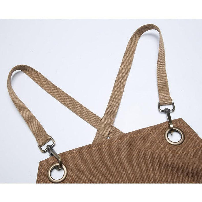 Canvas Workwear Apron with Multi-Purpose Pocket for Gardening, Flower Shops, Cafes, and Salons