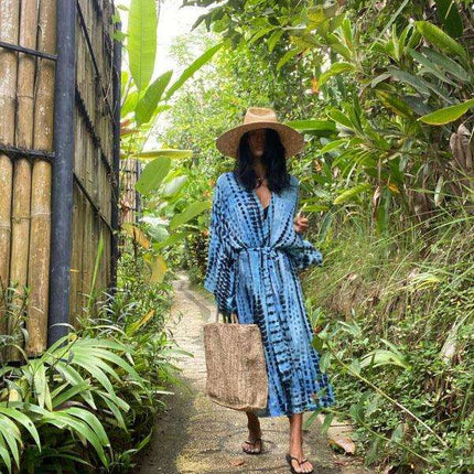 Bohemian Tie-Dye Beach Cardigan with Stylish Waist Tie and Long Sleeves