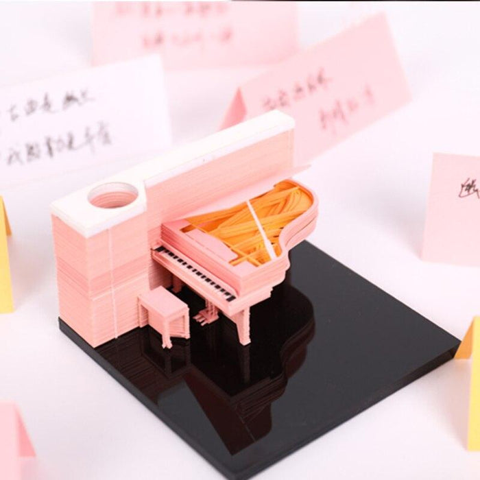 Elegant 3D Kawaii Piano Memo Pad - Chic Mini Journal for Artistic Inspiration