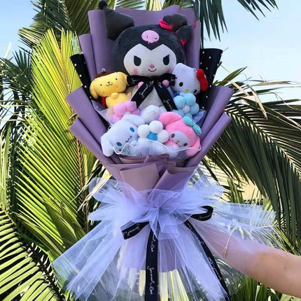 Sanrio Character Plush Doll Bouquet - Cute My Melody, Kuromi, Cinnamoroll & Kt Cat Gift Set