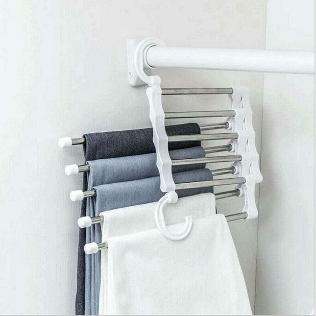 Ultimate 5-in-1 Stainless Steel Pants Organizer for Efficient Wardrobe Management