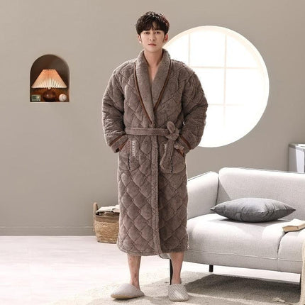 Ultimate Comfort Men's Quilted Coral Fleece Winter Bathrobe