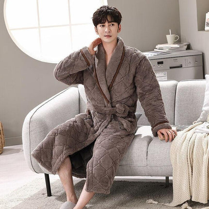 Ultimate Comfort Men's Quilted Coral Fleece Winter Bathrobe