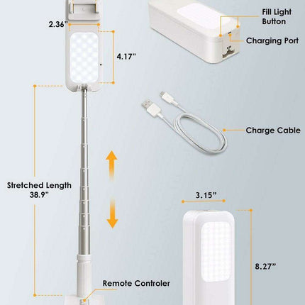 Ultimate Selfie Studio: Portable Stand with Adjustable Lighting and Bluetooth Remote - Très Elite