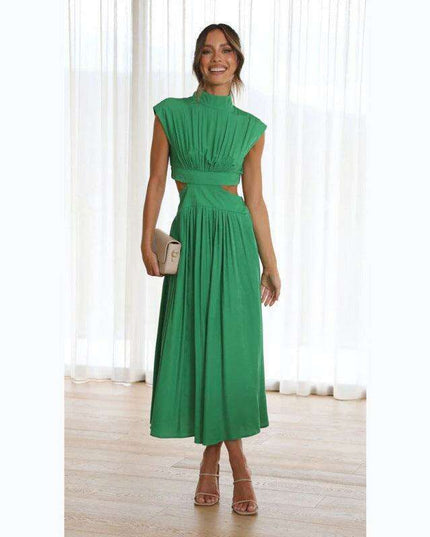 Bohemian Chic Dreamy Macaron Maxi Dress with Stand Collar