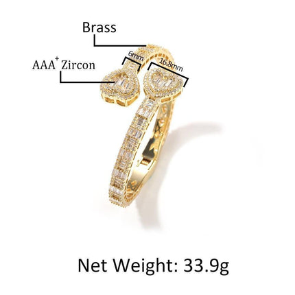 Urban Chic Baguette Heart Cuff Bracelet - Luxurious Unisex Statement Jewelry - Très Elite