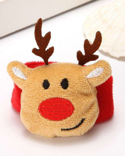 Elk Festive Jingle Bell Knit Bracelet - Christmas Holiday Wristlet