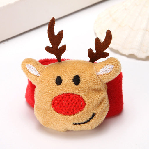 Elk Christmas Jingle Bell Bracelet - Cozy Holiday Knit Wristlet