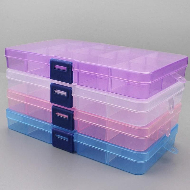 Versatile Clear Plastic Organizer Box with Adjustable Compartments for Crafts, Jewelry, and Tools