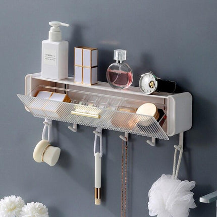 Versatile Kitchen and Bathroom Storage Rack with Drawer and Hooks - Très Elite