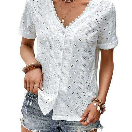 Versatile Reversible Women's White Blouse - Chic and Comfortable
