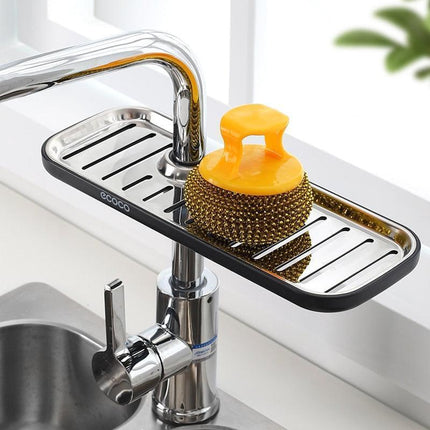 Versatile Sponge and Soap Organizer with Efficient Drainage..