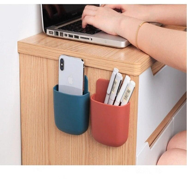 Versatile Wall-Mounted Organizer with Built-In Phone Charger and Remote Holder