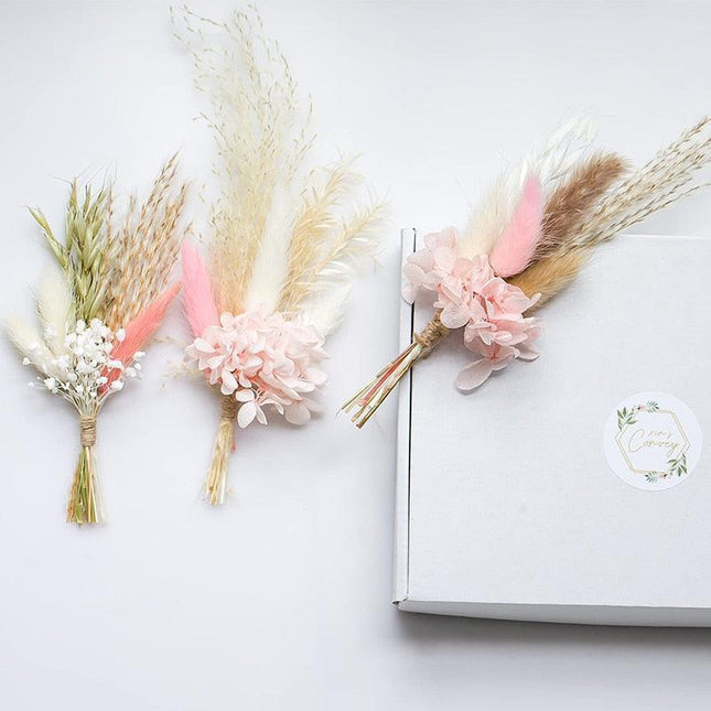 Vibrant Dried Hydrangea and Pampas Grass Set - 6 Colorful Mini Packs