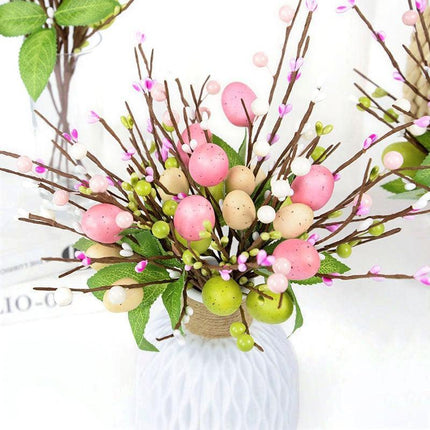 Vibrant Easter Egg Floral Foam Tree Branch: Whimsical Home Decor Accent - Très Elite