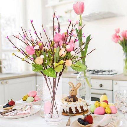 Vibrant Easter Egg Floral Foam Tree Branch: Whimsical Home Decor Accent - Très Elite