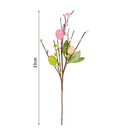 Vibrant Easter Egg Floral Foam Tree Branch: Whimsical Home Decor Accent - Très Elite