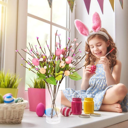 Vibrant Easter Egg Floral Foam Tree Branch: Whimsical Home Decor Accent - Très Elite