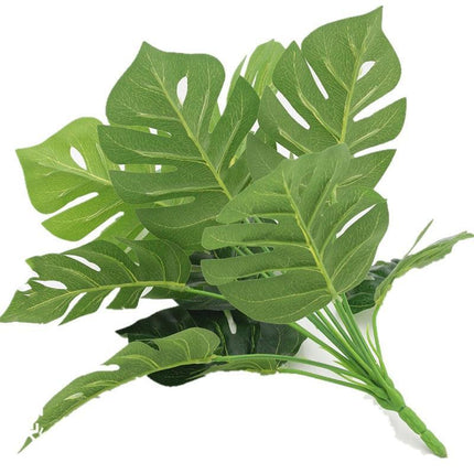 Vibrant Faux Turtle Leaf Greenery Set - 12 Stems for Effortless Decor - Très Elite
