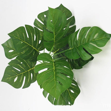 Vibrant Faux Turtle Leaf Greenery Set - 12 Stems for Effortless Decor - Très Elite