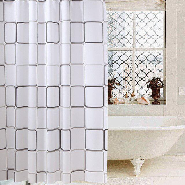 Vibrant Geometric Print Polyester Shower Curtain for Modern Bathrooms