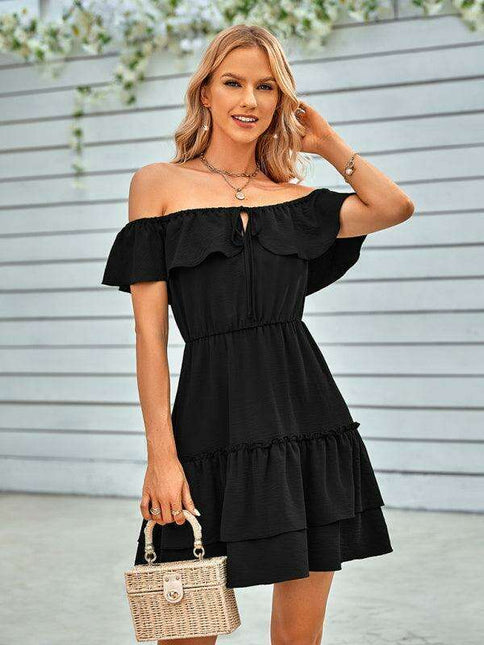 Vibrant Off-the-Shoulder Ruffle Dress for Effortless Style