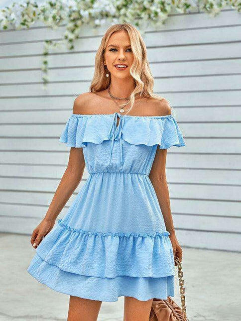 Vibrant Off-the-Shoulder Ruffle Dress for Effortless Style