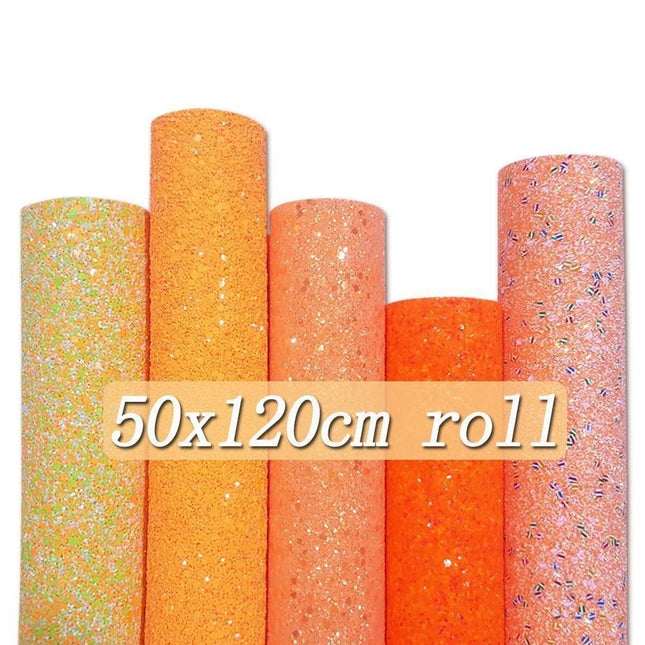Vibrant Orange Glitter Faux Leather Crafting Roll for Creative Projects