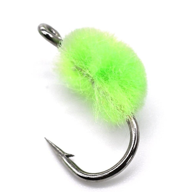 Vibrant Rose Red & Green Trout Fishing Egg Fly Yarn Set - Premium 5-Pack