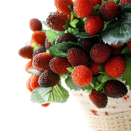 Vibrant Strawberry Blossom Paddle Decor - Lifelike Faux Floral Photography Accents - Très Elite
