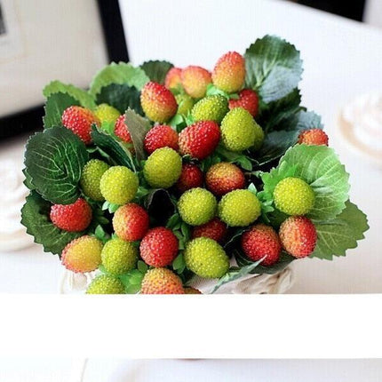 Vibrant Strawberry Blossom Paddle Decor - Lifelike Faux Floral Photography Accents - Très Elite