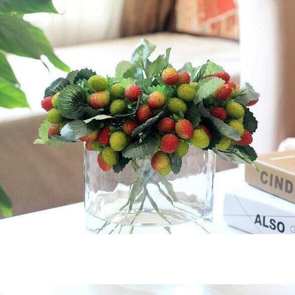 Vibrant Strawberry Blossom Paddle Decor - Lifelike Faux Floral Photography Accents - Très Elite