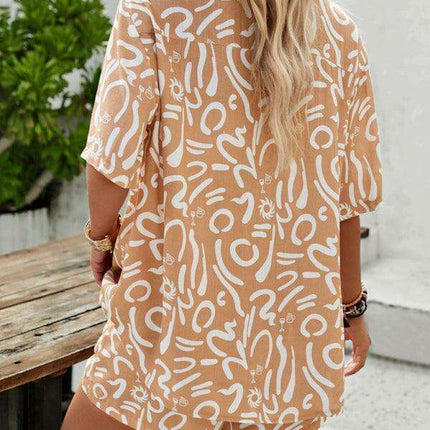 Vibrant Summer Escape Women's Casual Ensemble: Trendy Top and Shorts Pair