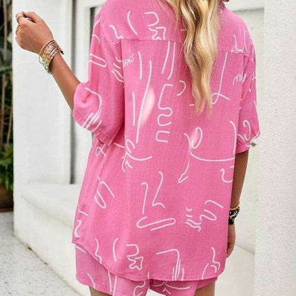 Vibrant Summer Escape Women's Casual Ensemble: Trendy Top and Shorts Pair