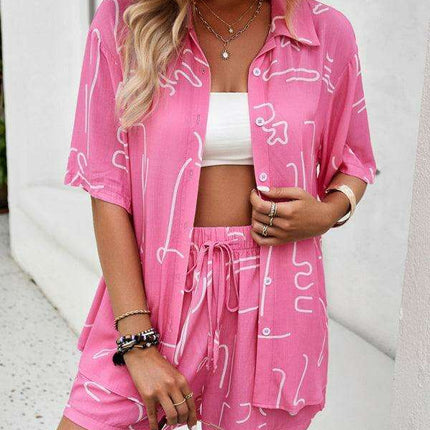 Vibrant Summer Escape Women's Casual Ensemble: Trendy Top and Shorts Pair