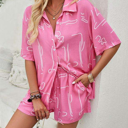 Vibrant Summer Escape Women's Casual Ensemble: Trendy Top and Shorts Pair