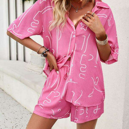 Vibrant Summer Escape Women's Casual Ensemble: Trendy Top and Shorts Pair