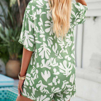 Vibrant Summer Escape Women's Casual Ensemble: Trendy Top and Shorts Pair