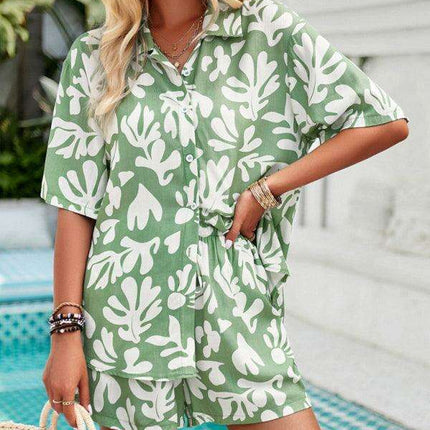 Vibrant Summer Escape Women's Casual Ensemble: Trendy Top and Shorts Pair