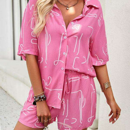 Vibrant Summer Escape Women's Casual Ensemble: Trendy Top and Shorts Pair