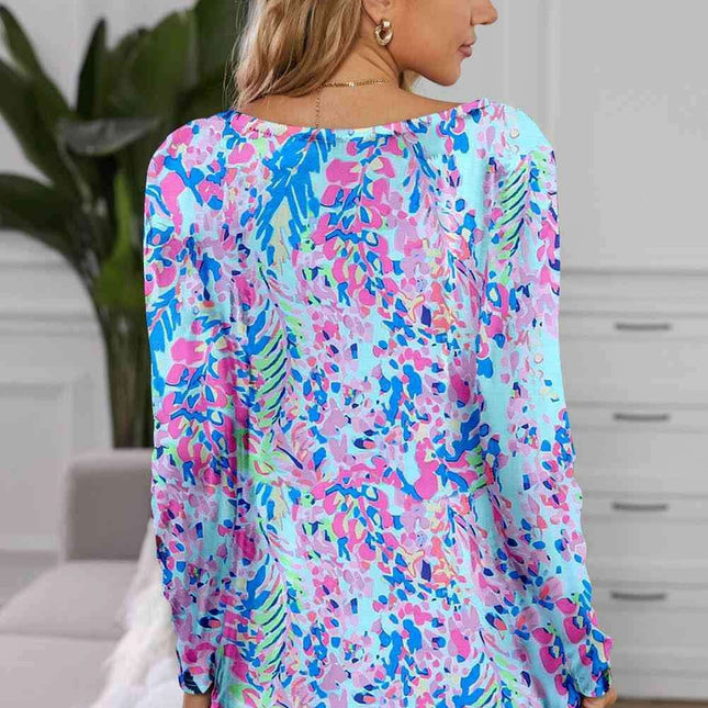 Vibrant Two-Piece Cozy Lounge Set with Round Neck Top and Matching Shorts